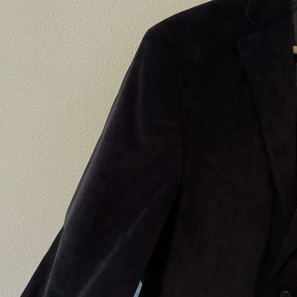 Chaps Fine Wale Corduroy Two Button Blazer Jacket Black Paisley Lining-44R